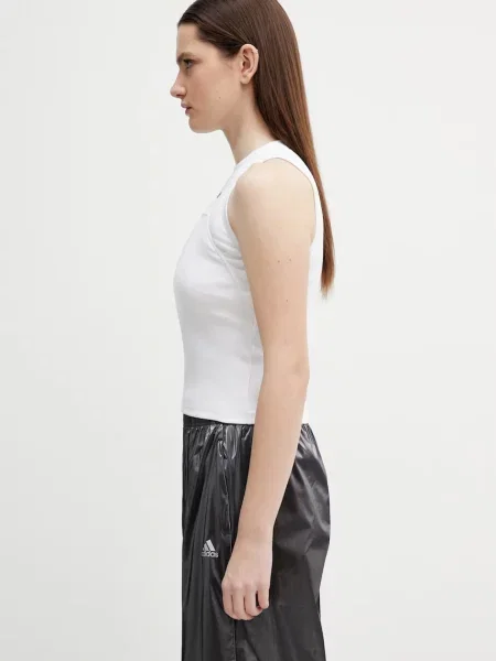 Haftowana podkoszulka Off-white prążkowana biała