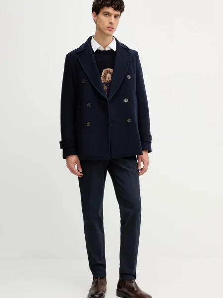 Шерстяной легкий свитер Hackett London синий