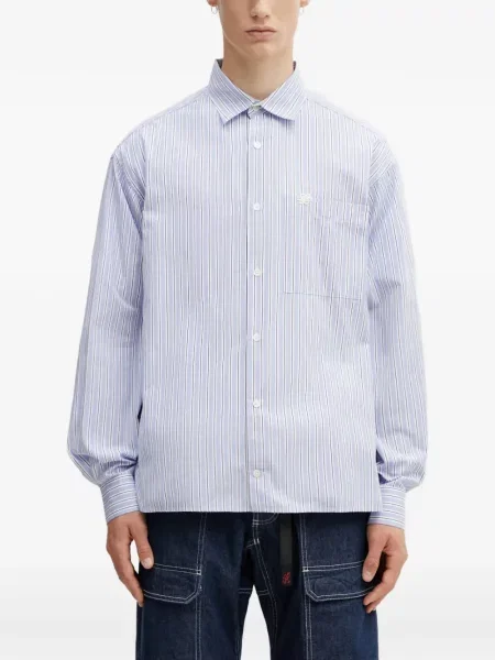 Cămașă Filling Pieces cu broderie cu dungi albastru