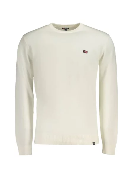 Lung pulover Norwegian Rain cu autograf alb