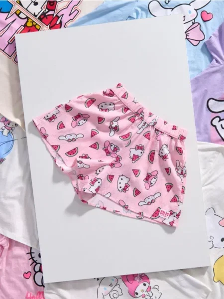 Sinsay Vzorované kraťasy Hello Kitty pastelová růžová