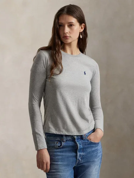 Polo Ralph Lauren tričko s dlhým rukávom dámske sivá