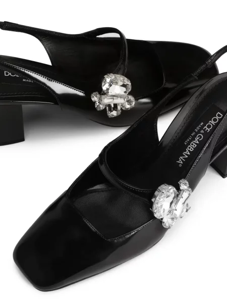 Pantofi cu toc Dolce & Gabbana slingback de cristal negru