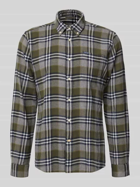 Koszula casualowa o kroju slim fit z czystej bawełny Barbour granatowa