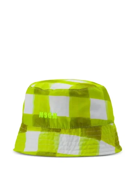 Pălărie Msgm cu broderie în carouri galben