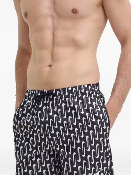 Slip de baie Nike cu cordon cu imagine tricotate albastru