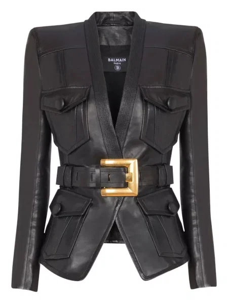 Geanta de piele Balmain negru