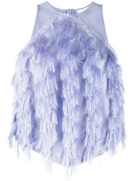Top Ganni cu franjuri violet