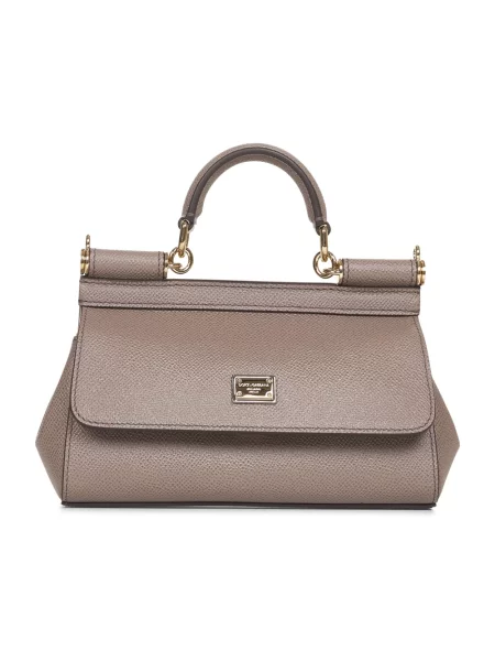 Torebka skórzana Dolce And Gabbana skórzana szara