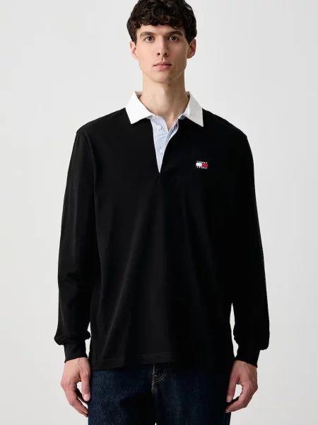 Tricou cu mânecă lungă Tommy Jeans negru