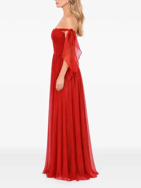 Rochie maxi Roserry cu umerii deschiși roșu