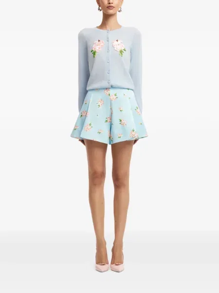 Cardigan Leo Lin cu paiete cu model floral albastru
