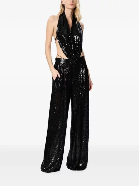 Top Amazuìn cu paiete asimetric negru