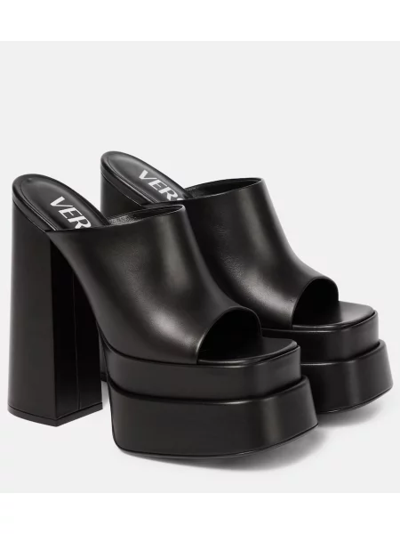 Sandale Versace din piele cu platformă negru