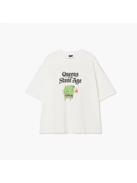 Cropp Футболка з принтом Queens of the Stone Age light grey сіра