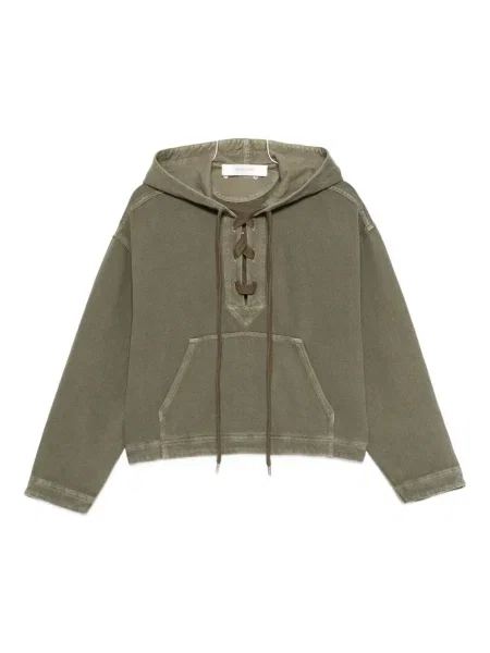 Hanorac cu glugă Golden Goose cu șireturi din dantelă verde