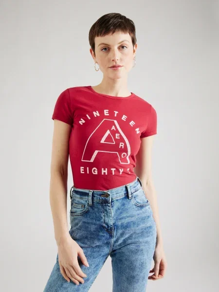 AÉROPOSTALE Póló NINETEEN EIGHTY 7 piros fehér