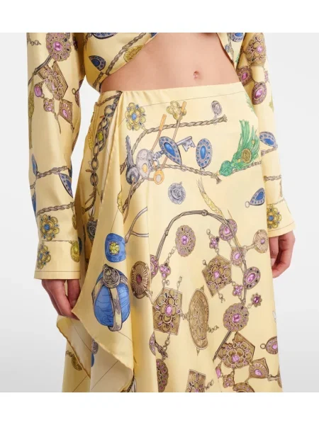 Fustă Versace de mătase cu imagine plic galben