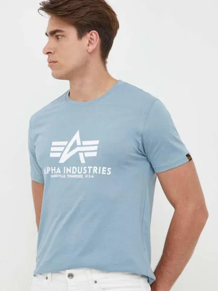ALPHA INDUSTRIES Póló Basic Logo égkék kék