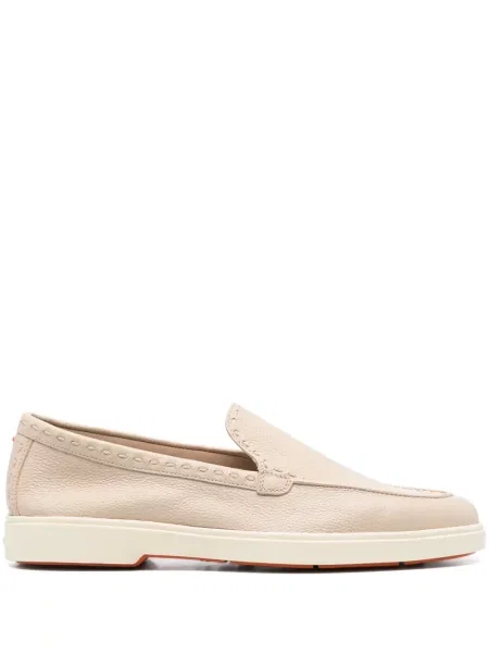 Pantofi loafer Santoni din piele roz