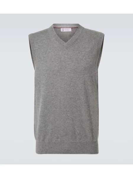 Telovnik Brunello Cucinelli iz kašmirja siva