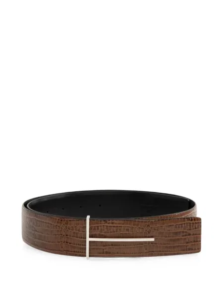 Reversibil curea Tom Ford cu autograf maro