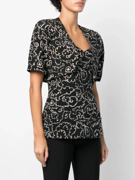 Krátká halenka Chanel Pre-owned s potiskem černá