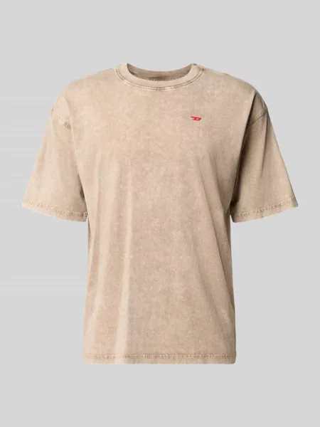 T-shirt z małym detal z logo Diesel beżowa