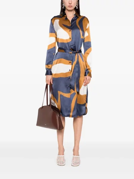 Rochie midi Kiton cu imagine până la genunchi de costum albastru