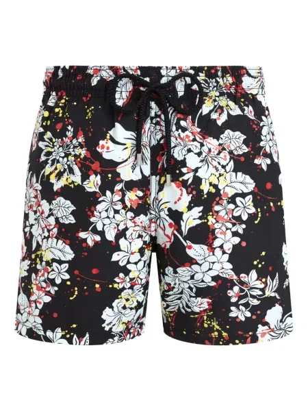 Slip de baie Vilebrequin cu model floral negru