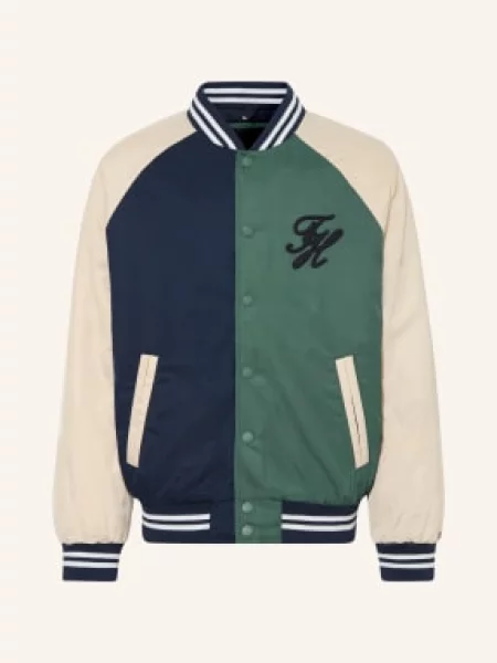 Tommy Hilfiger Univerzitní Bunda tmavě modrá zelená béžová