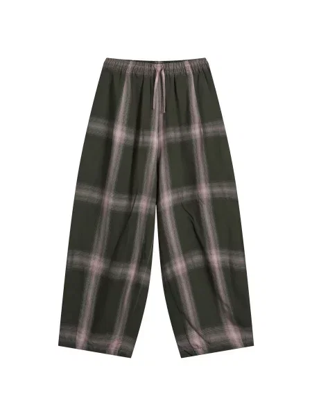 Spodnie wiskozowe Needles w kratę zielony