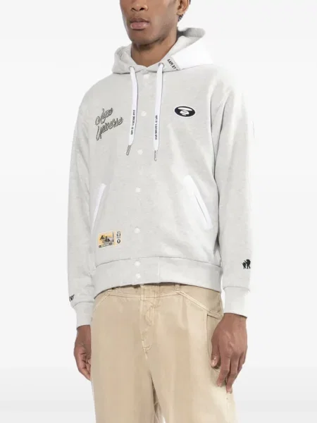 Hanorac cu glugă Aape By A Bathing Ape cu broderie gri