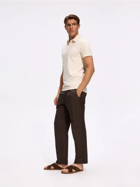 Reserved Tricou polo slim cu crem