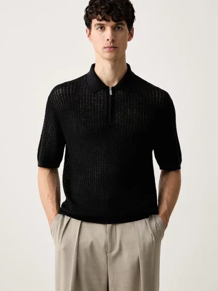 Emporio Armani úpletové polo tričko pánske s lyocellom