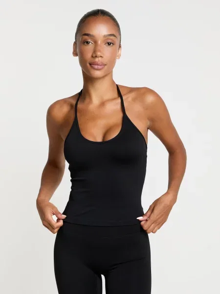 YO-GAYA Športový top Sculpt Halter Top' čierna