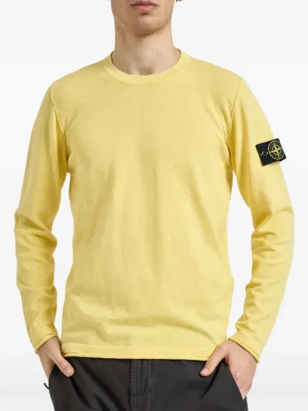 Pulover Stone Island cu decolteu rotund cu strasuri galben