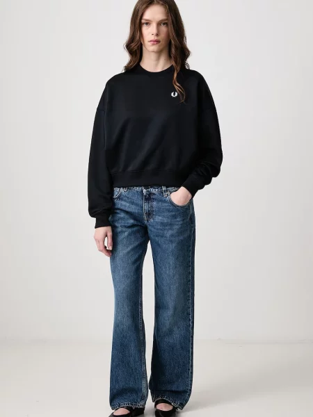 Fred Perry bluza oversize z bawełną granatowa
