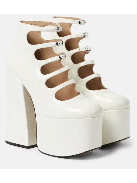 Usnjene čevlji do gležnjev Marc Jacobs s platformo bela
