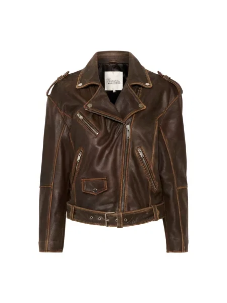 Kurtka skórzana My Essential Wardrobe retro brązowa