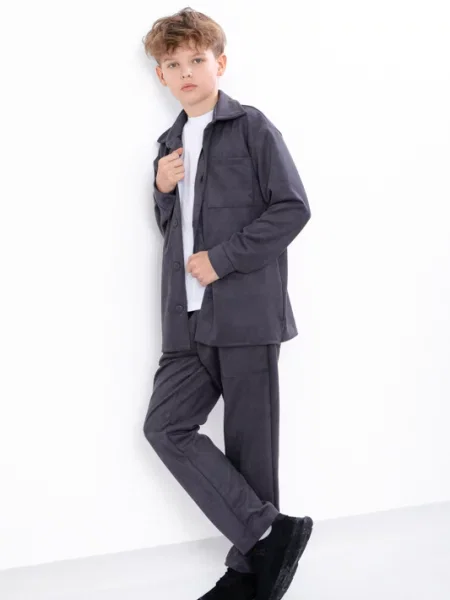 Замшевий Дитячий Спортивний костюм Носи своє сірий