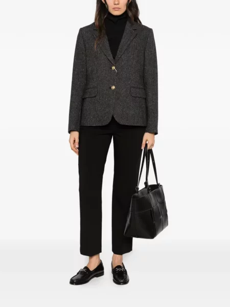 Sacou Gant cu model herringbone gri