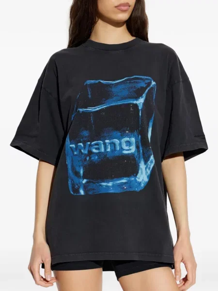 Grafic tricou Alexander Wang de cristal negru