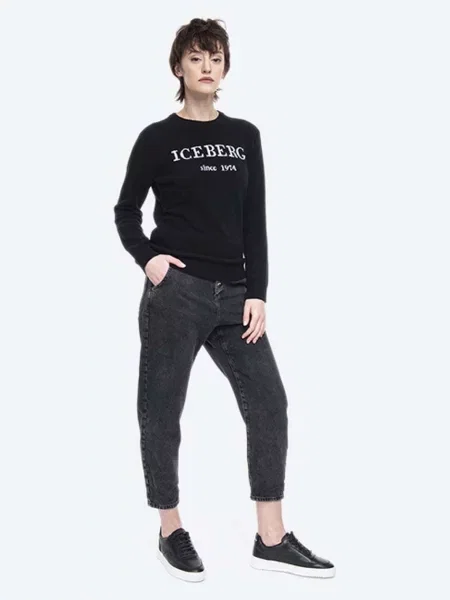 Kašmírový sveter Iceberg Round Neck Knitted čierna