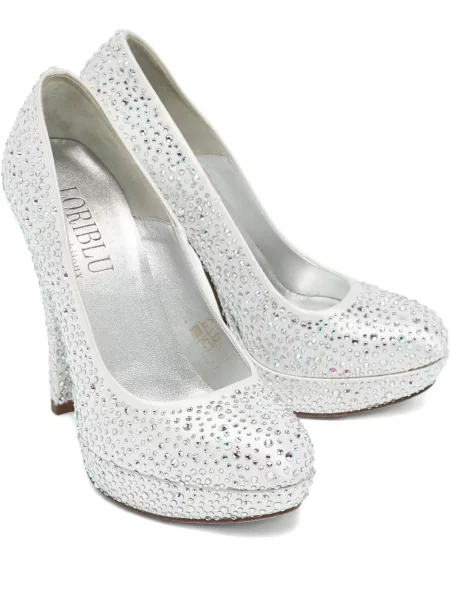 Pantofi cu toc Loriblu de cristal gri