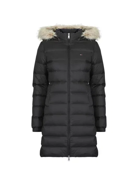 Haină de puf Tommy Jeans cu glugă negru