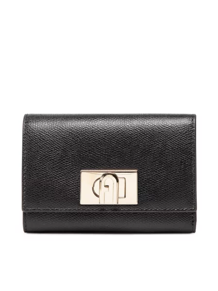 Portfel Furla skórzany z logo czarny