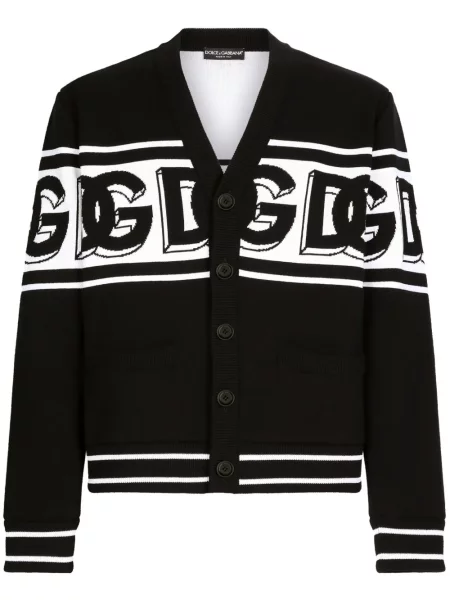 Cardigan Dolce & Gabbana cu decolteu în V cu autograf negru