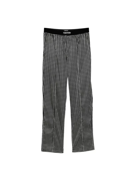Satynowe spodnie Tom Ford w grochy czarne