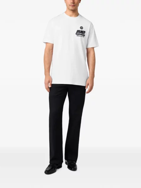 Tricou Philipp Plein din jerseu alb